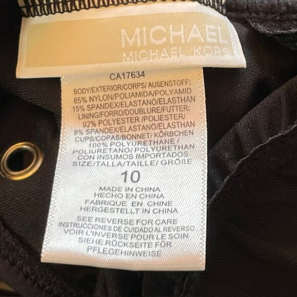 Michael Kors Side Cut Out One Shoulder Black Grommet Swimsuit Grunge Luxe 10 - Picture 6 of 7